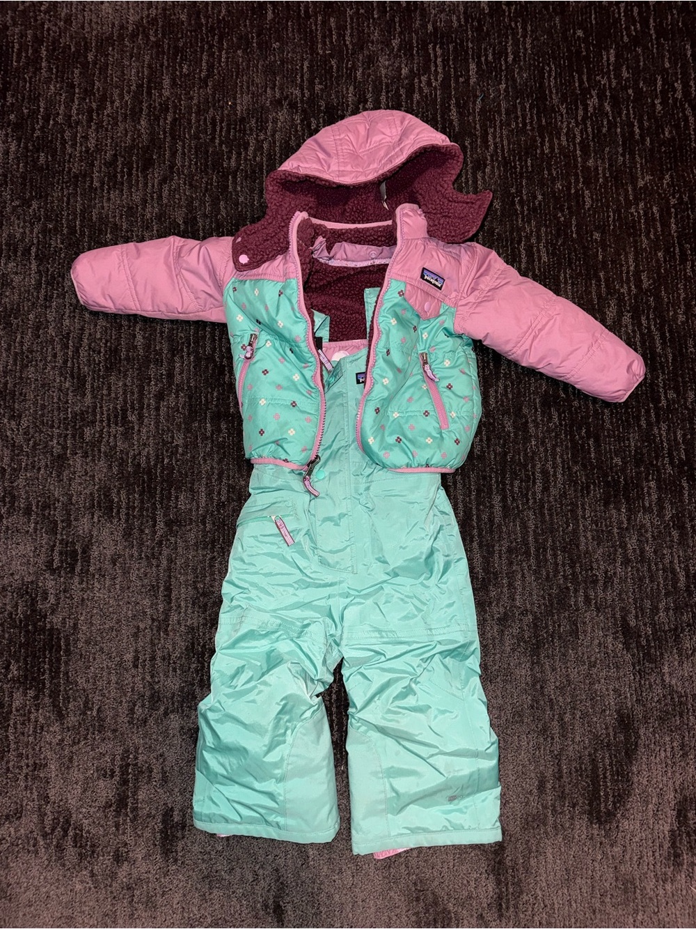 Patagonia Tribbles Snow Suit Set Purple & Mint